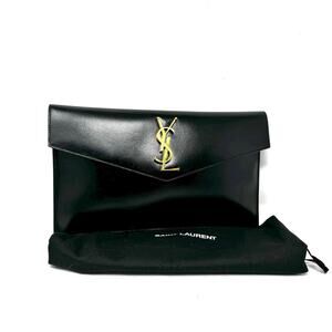 Saint Laurent Uptown Black Leather Pouch with Dustbag